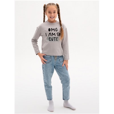 Лонгслив детский "ОМГ" серый