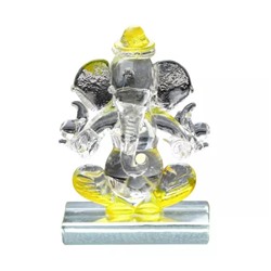 Статуэтка Ганеши, Yellow Transparent Double Sided Crystal Ganesha Idol, произв. eCraftIndia