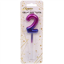 Свеча для торта Цифра Космос "2" 11 см