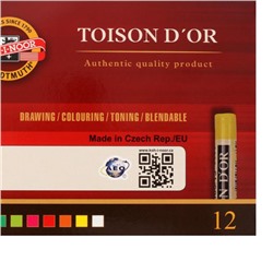 Пастель сухая 12 цветов, Soft Koh-I-Noor 8512 TOISON D`OR, картонная упаковка