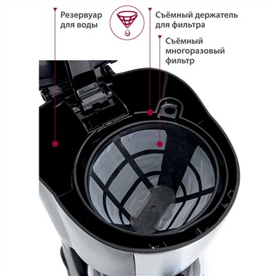 Кофеварка 600 Вт, 600 мл DELTA LUX DL-8161 черная
