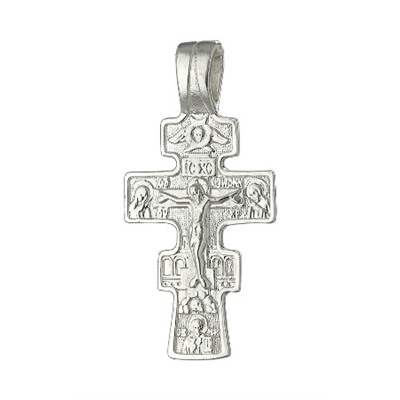 Крест из серебра литье белый