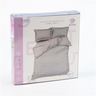 Постельное бельё Этель 1,5 сп Cage: grey, 143х215 см, 150х215 см, 50х70+3 см-2 шт, мако-сатин, 114г/м2