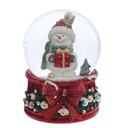 GAEM Фигурка декоративная "Снеговик" в стекл шаре (ключ, муз), L9,5 W9 H13,5 см