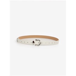 Ремень женский, 110×2.3 см, пряжка металл, серебристая, белый