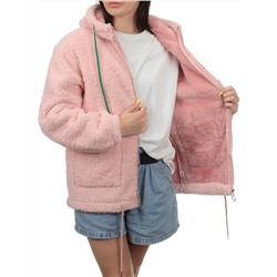1006 PINK Куртка плюшевая демисезонная (65% хлопок, 35% полиэстер) оверсайз 44-54