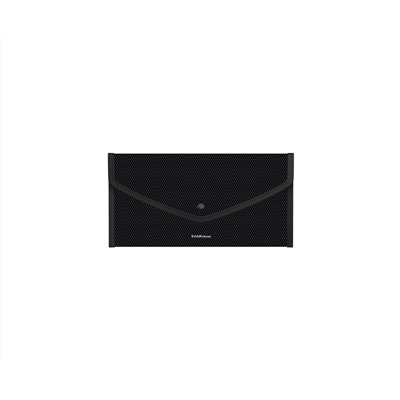 Папка-конверт на кнопке пластиковая ErichKrause Diamond Total Black, обшитая, Travel, непрозрачный, черный