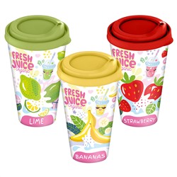 Стакан с крышкой 550 мл с декором "Fresh Juice" (микс) 223110290/00