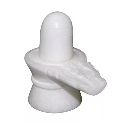 Статуэтка Шива Лингам из чистого Белого мрамора (4 дюйма), Pure White Marble White Shiv ling, произв. Pooja Creation