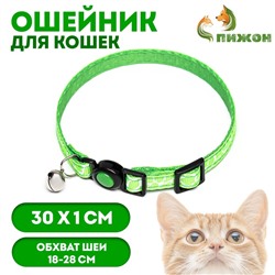 Ошейник кошачий "Жираф", 30 х 1 см, зелёный