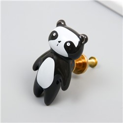 Мебельная ручка - кнопка, керамика, металл «Панда», 6.3×3.5 см