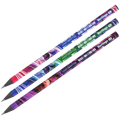 Карандаш ч/гр HB Berlingo Liquid Wave черное дерево BP00S02/36/Китай