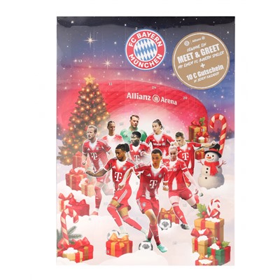 FC Bayern Schoko Adventskalender 180g, Адвент-календарь 2025 ФК Бавария, 24 сладких сюрприза, 43см х 31см, 180 грамм