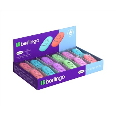 Ластик Berlingo "Lazy Cats", овальный, термопластичная резина, 49*23*9мм