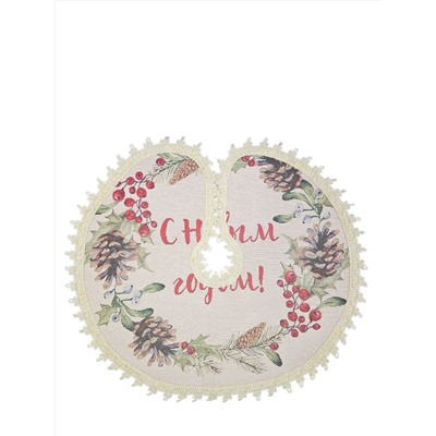 Еловый венок С Новым годом Юбка для елки д40 см 2519862 БЛ тесьма золото