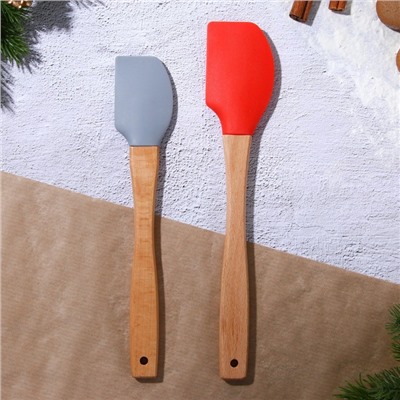 Лопатки силиконовые новогодние «Лесная сказка», 26×5 см, 23.3×4.3 см, 2 шт.