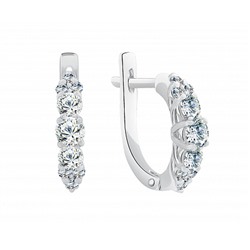 Серьги с фианитом родированные серебро 925*