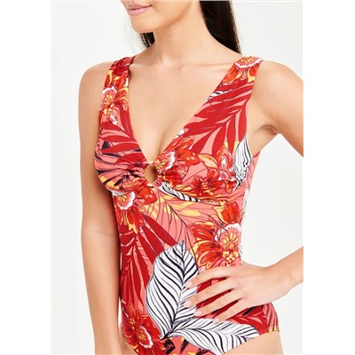 Soon Floral Palm Ring Detail Swimsuit