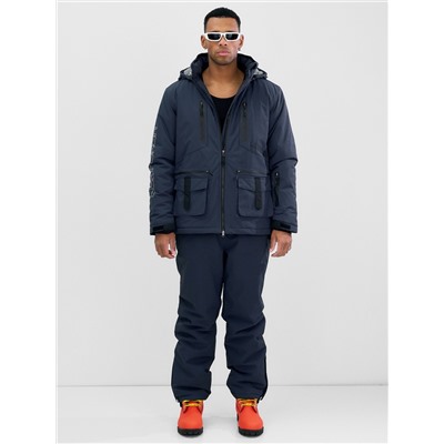 Горнолыжный костюм мужской зимний темно-серого цвета 394TC