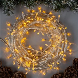 Гирлянда «Нить» 20 м, IP20, прозрачная нить, 200 LED, 8 режимов, 220 В, свечение жёлтое