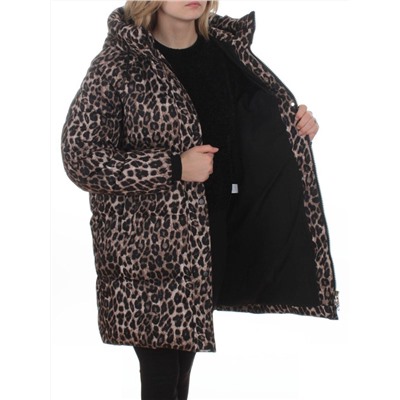2406 BROWN /LEOPARD Куртка зимняя женская (200 гр. холлофайбер)