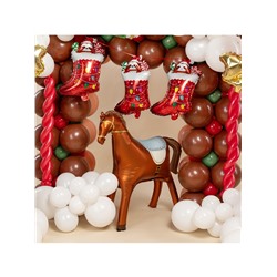 Воздушный шар фольгированный 3D 35" «Лошадка», коричневый, сатин