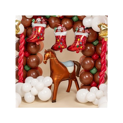 Воздушный шар фольгированный 3D 35" «Лошадка», коричневый, сатин
