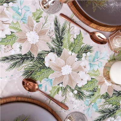 Дорожка на стол новогодняя Этель Beautiful Сhristmas 30×70 см, 100% хлопок, саржа 190 г/м², бежевая
