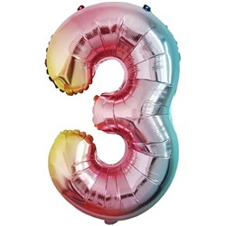 Шар фольгированный 81 см “Цифра 3” (радуга)