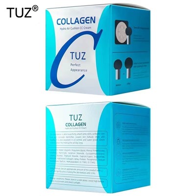 Увлажняющий коллагеновый кушон со спонжем в комплекте TUZ Collagen, 15 гр. ТОН 02 Натуральный