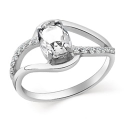 Кольцо с фианитом родированное серебро 925*