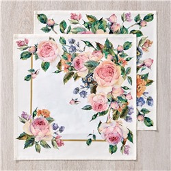 КОМПЛЕКТ САЛФЕТОК ИЗ 2-Х ШТ  "ВИНТАЖ"40Х40 СМ ,КРЕМОВЫЙ, 100% ХЛОПОК,ТВИЛ