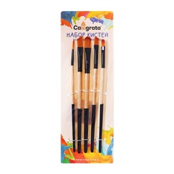 Набор кистей нейлон 5 штук: 1 круглая, 4 плоские