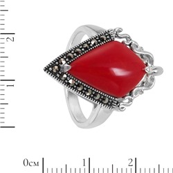 Кольцо 'Косынка' с кораллом и марказитами ТАКН.334КЛN