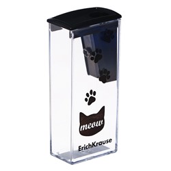 Точилка ErichKrause City Meow, 1 отверстие, с контейнером, пластиковая, МИКС