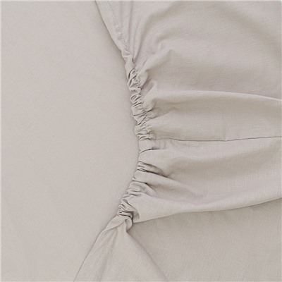 Простыня на резинке изо льна и хлопка серо-бежевого цвета из коллекции Essential, 160х200х30 см