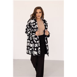 Шубка утеплённая 24333 (черно-белый/буквы))