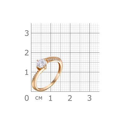 Кольцо с фианитом позолоченное серебро 925*