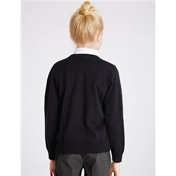 Girls' Pure Cotton School Cardigan  (3-16 Yrs)