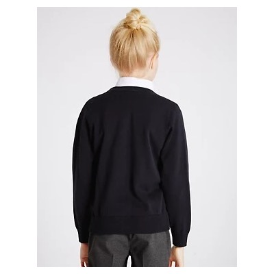 Girls' Pure Cotton School Cardigan  (3-16 Yrs)