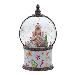 GAEM Фигурка декор в шаре "Пряничный дом" (подсвет, муз, вьюга, движ, AAх3 н/п +USB 100 см), L13 W13 H21