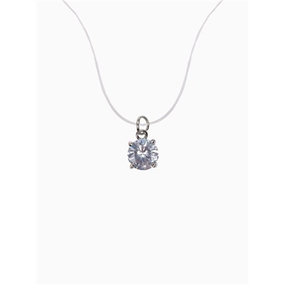 Кулон на леске «Страза», белый в серебре, 30 см