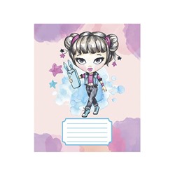 Тетрадь 12 листов в линейку Calligrata Pretty Girl, обложка мелованная бумага, ВД-лак, блок №2 (серые листы), МИКС