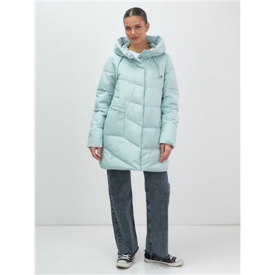 Куртка женская демисезонная с капюшоном бирюзового цвета 1139Br