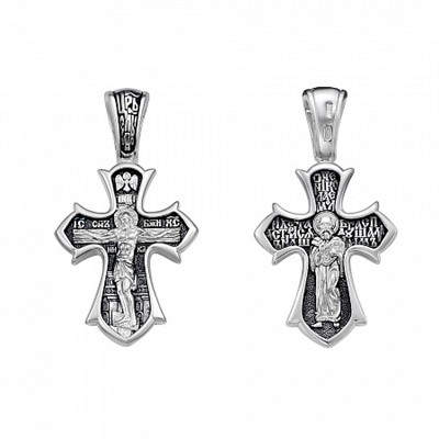 Крест (свт.Николай) из серебра литье частичное чернение