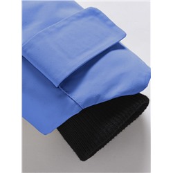 Парка зимняя подростковая для девочки с капюшоном и мехом василькового цвета 9534Vs