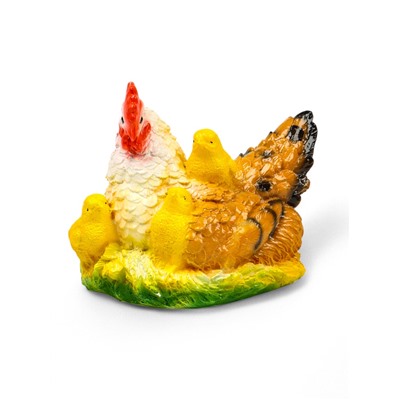 Садовая фигура из гипса «Курица наседка с цыплятами», 27×20×21 см