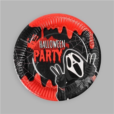 Тарелка бумажная Halloween party, 18 см, набор 6 шт