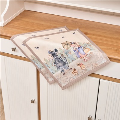 КОМПЛЕКТ САЛФЕТОК 2ШТ  "ПРОМЕНАД"40Х40 СМ ,БЕЖЕВЫЙ, 100% ХЛОПОК,ТВИЛ