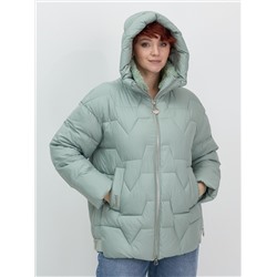 Куртка зимняя женская из овчина стильная и модная зеленого цвета 7309Z